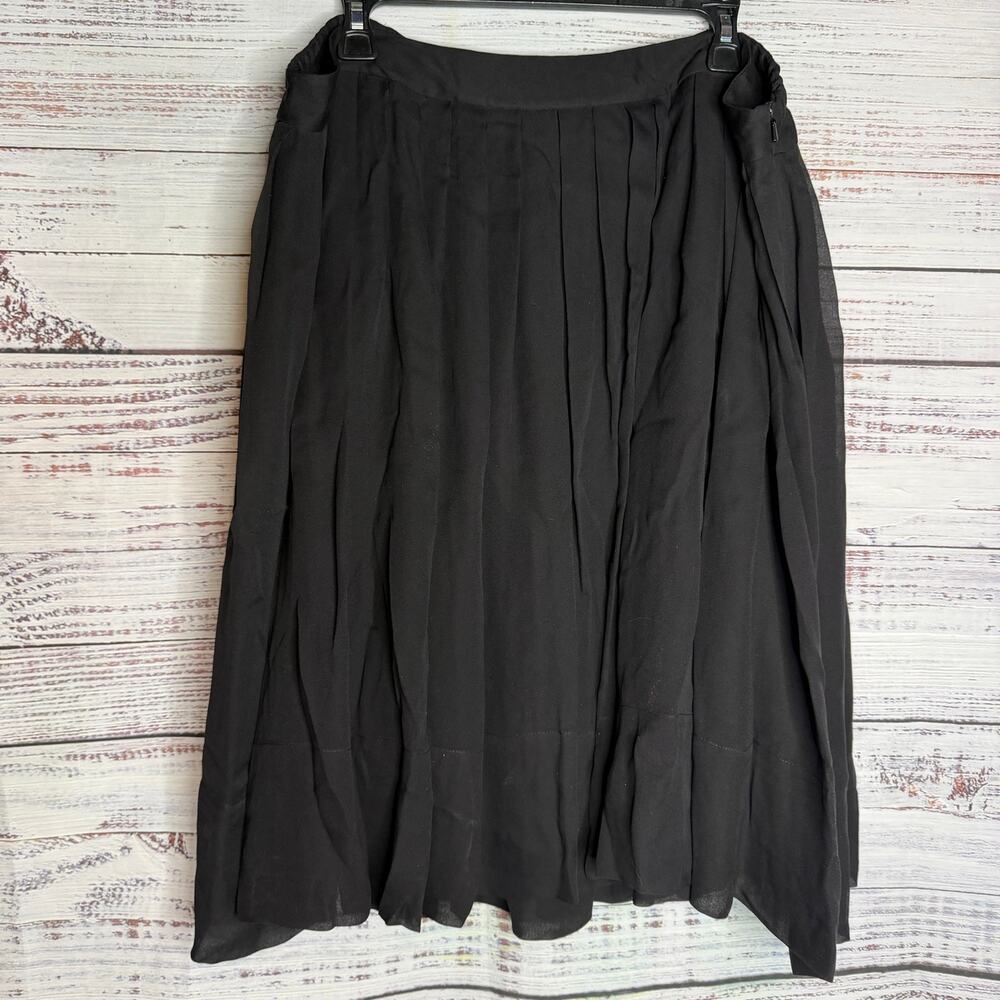 Talbots Collection Womens 20W Black 100% Silk Pleated Midi Skirt Plus Size